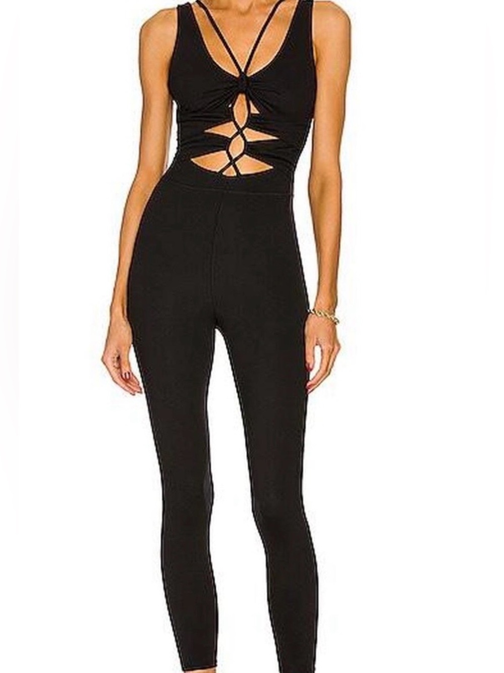 PatBO Black Cutout High-Waist Slim Jumpsuit